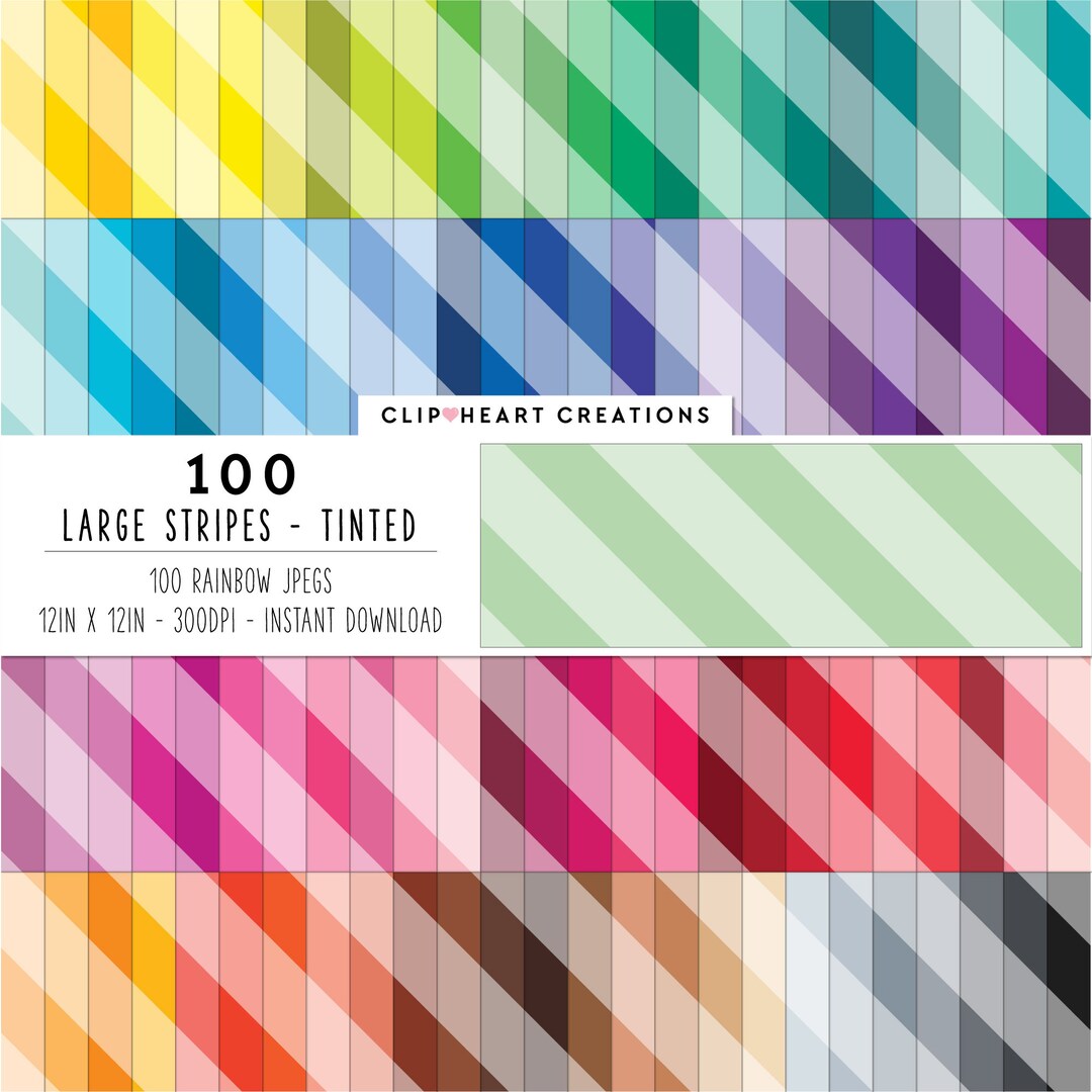 100 Stripes Digital Paper Pack, Commercial Use Instant Download ...