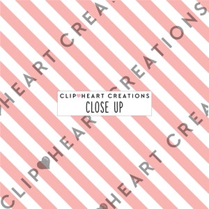 K&ouml;nnte beinhalten: Rosa-wei&szlig;er diagonaler Streifenhintergrund mit dem Text "Clip Heart Creations Close Up" in Grau.