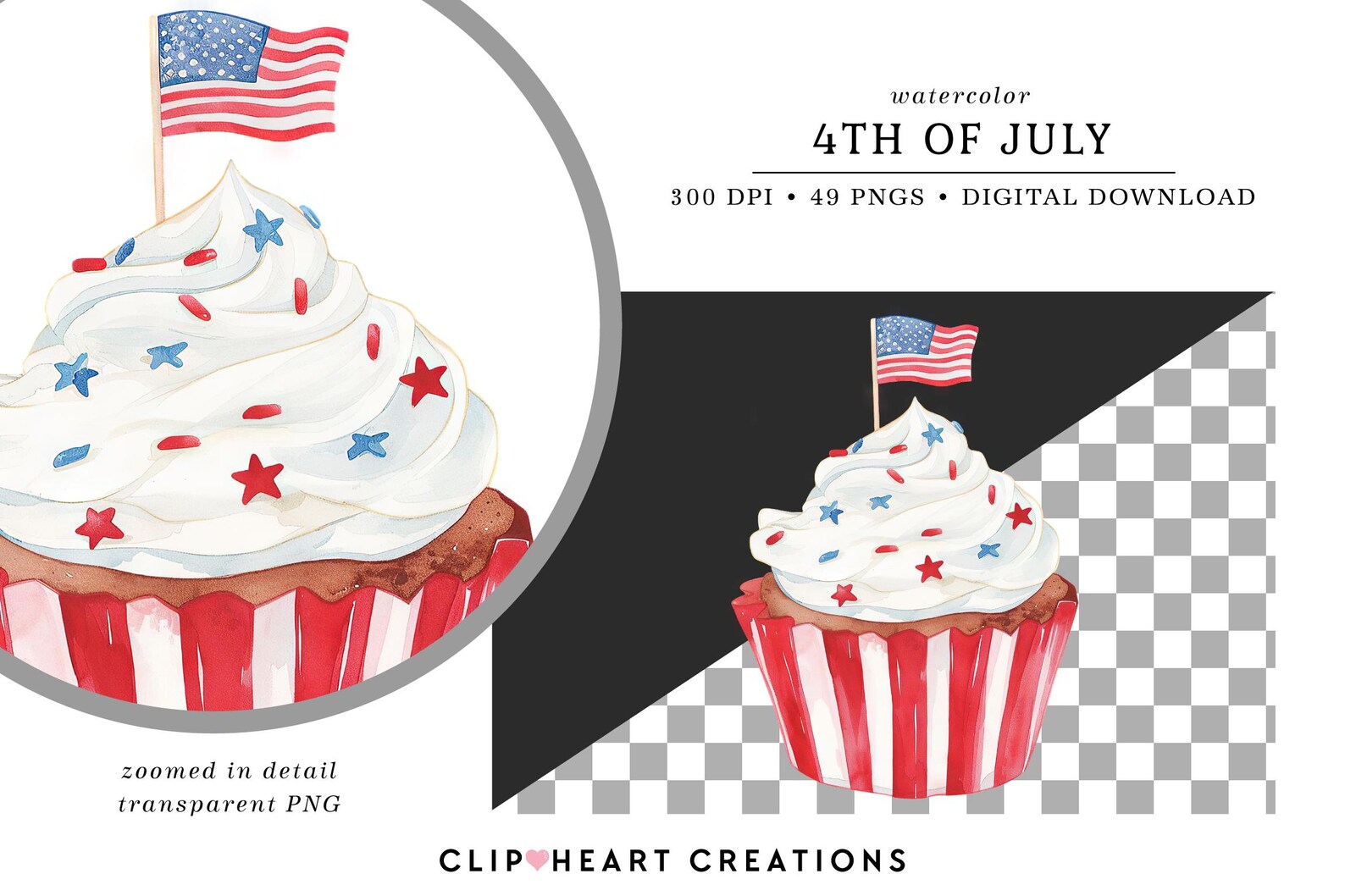 Watercolor 4th of July Clipart Bundle - Patriotic Digital Download - 49 ...