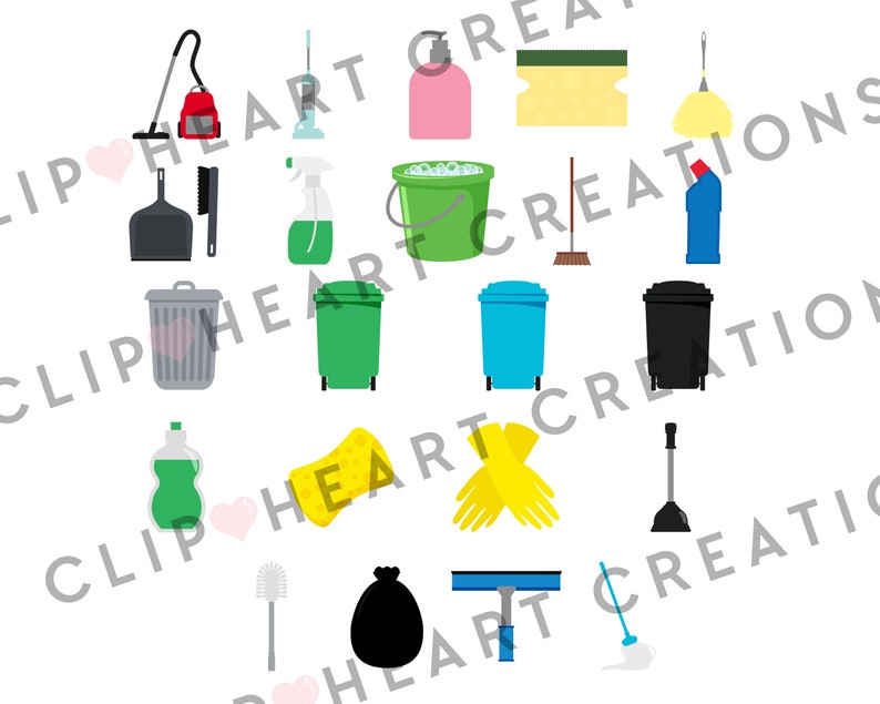 Cleaning Clip Art Pack Commercial Use Instant Download PNG | Etsy