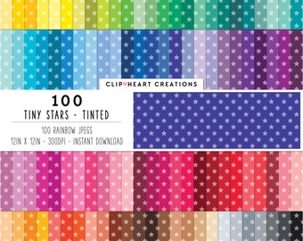 100 Stars Tiny Pattern Digital Papers, Commercial Use Seamless Stars Digital Paper Pack, Tinted Star Pattern Scrapbooking Planner Papers
