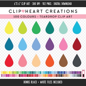 100 Droplet Clip Art, Commercial Use Instant Download PNG Digital Clip Art,  Rain Drop Digital Clip Art, Water Drop Planner Clip Art