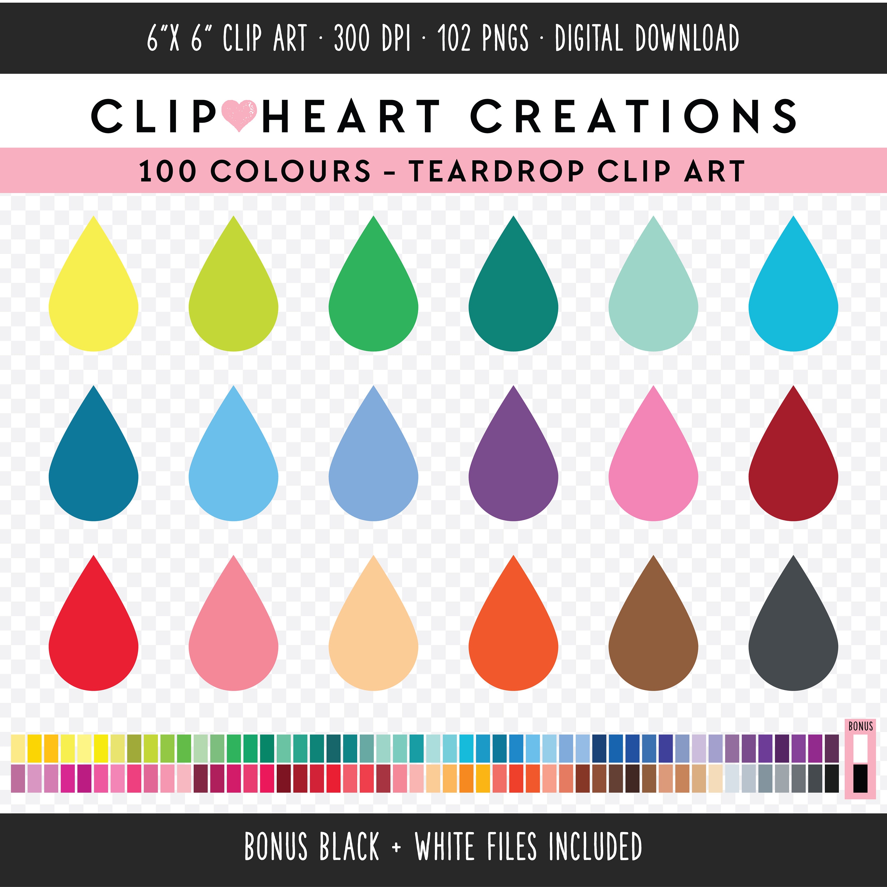 100 Droplet Clip Art, Commercial Use Instant Download PNG Digital Clip ...