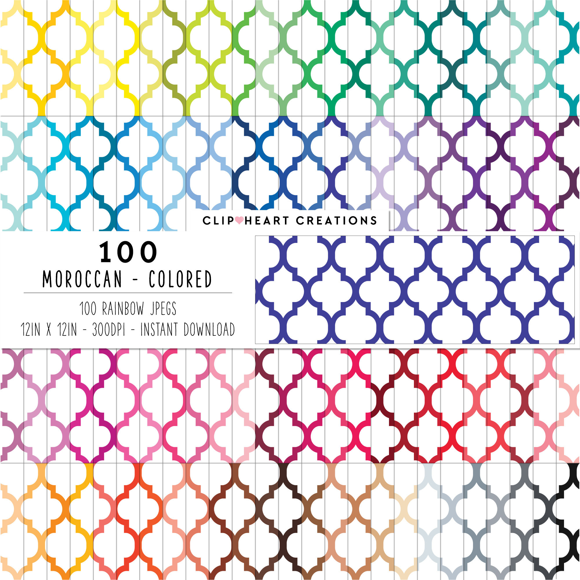 100 Moroccan Pattern Digital Paper Pack, Commercial Use Seamless Papers ...