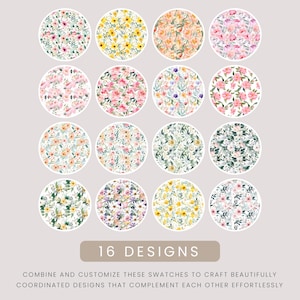 Spring Florals Watercolor Flowers Digital Papers, Seamless Commercial Use Instant Download Spring Flowers Digital Scrapbooking Papers image 2