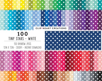 100 Stars Tiny Pattern Digital Papers, Commercial Use Seamless Stars Digital Paper Pack, Small Star Pattern Scrapbooking Planner Papers
