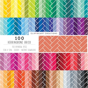 May include: A digital download of 100 herringbone brick patterns in various colors. The patterns are 12 inches by 12 inches and 300 DPI. CLIP HEART CREATIONS is the name of the shop.