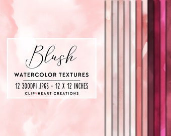 Blush Watercolor Digital Papers, Commercial Use Instant Download Watercolour Digital Paper, Pink Ink Digital Paper, Watercolor Paper