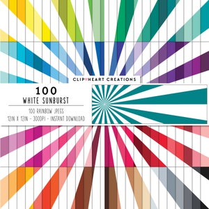 100 Sunburst Pattern Digital Paper Pack, Commercial Use Instant Download Sunburst Pattern, Starburst Scrapbooking Planner Papers