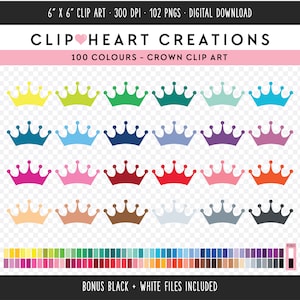 100 Crown Clip Art, Commercial Use Instant Download PNG Crown Digital Clip Art, Princess Crown Planner Scrapbooking Digital Clipart