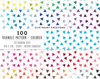100 Triangle Confetti Digital Papers, Commercial Use Seamless Confetti Pattern Paper Pack, Rainbow Confetti Planner Digital Paper