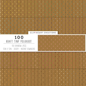 100 Papel digital con patrón de lunares Kraft, uso comercial Descarga instantánea de papeles digitales de tarjeta Kraft, paquete de papel Kraft Digital Planner