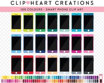 100 Smartphone Clip Art, Commercial Use Instant Download PNG Mobile Phone Digital Clip Art, Phone Planner Scrapbooking Digital Clipart