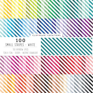 100 Stripes Digital Paper Pack, Commercial Use Seamless White Small Striped Pattern Digital Papers, White Striped Planner Paper