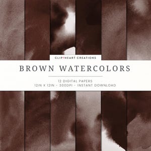 Brown Watercolor Digital Papers, Commercial Use Instant Download Watercolour Digital Paper, Brown Ink Digital Paper, Watercolor Paper