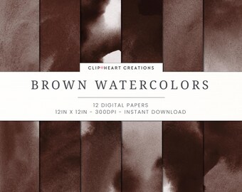 Braun Aquarell Digital Papiere, kommerzielle Nutzung Instant Download Aquarell Digital Papier, braune Tinte Digital Papier, Aquarellpapier