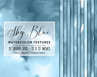 Blue Watercolor Digital Papers, Commercial Use Instant Download Watercolour Digital Paper, Blue Ink Digital Paper, Watercolor Paper