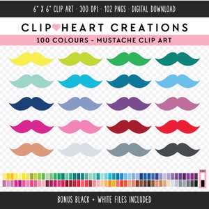 100 Bigode Clip Art Digital, Uso Comercial Download Instantâneo PNG Bigode Clipart Digital, Bigodes Planner Digital Clip Art