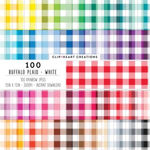 100 Buffalo Check Pattern Digital Paper, Commercial Use Seamless Plaid Pattern Digital Papers, Gingham Digital Planner Paper Pack