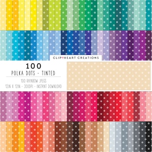 100 Polka Dot digitale papieren, commercieel gebruik Instant Download Naadloos getint Polka Dot digitaal papierpakket, Polka Dotted Pattern Papers Pack