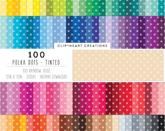 100 Polka Dot Digital Papers, Commercial Use Instant Download Seamless Tinted Polka Dot Digital Paper Pack, Polka Dotted Pattern Papers Pack