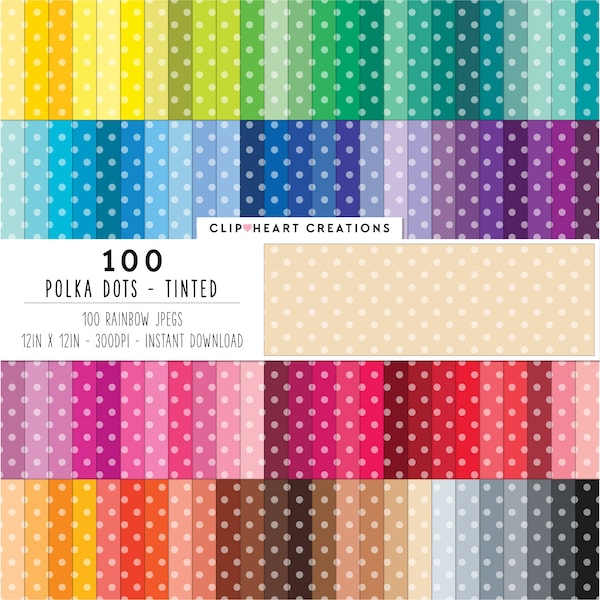 100 Polka Dot Digital Papers, Kommerzielle Nutzung Sofort Download Nahtlose Getönte Polka Dot Digital Paper Pack, Polka Dotted Pattern Papers Pack