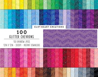 100 Glitter Chevron Digital Paper, Commercial Use Instant Download Glitter Papers, Glitter Chevrons Planner Scrapbooking Digital Papers