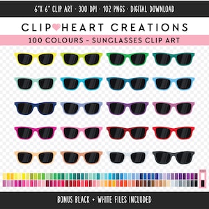100 Sunglasses Digital Clip Art, Commercial Use Instant Download PNG Sunglasses Digital Clip Art, Sunglasses Planner Digital Clip Art