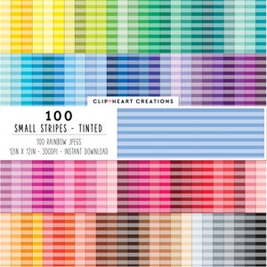 100 Pack de papier numérique à rayures teintées, utilisation commerciale Téléchargement instantané de petits papiers numériques teintés sans couture, papier de planificateur rayé