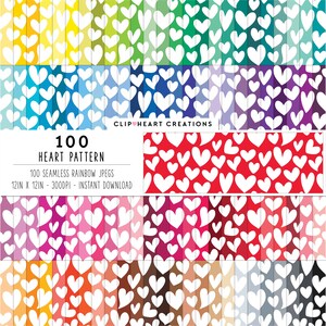 100 Herz Muster digitales Papier, kommerzielle Nutzung nahtlose Herzen digitale Papiere, Liebe Herzen Muster Planer digitales Papier Pack