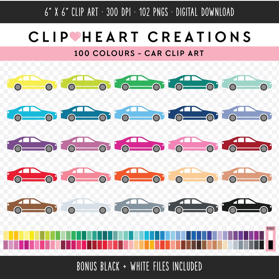 100 Car Clip Art, Commercial Use Instant Download PNG Digital Clip Art ...