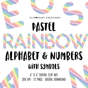 Pastel Rainbow Alphabet Clip Art, Commercial Use Instant Download Pastel Digital Alphabet Clipart, Pastel Striped Alphabet Digital Clip Art