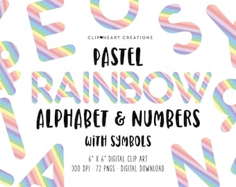 Pastel Rainbow Alphabet Clip Art, Commercial Use Instant Download Pastel Digital Alphabet Clipart, Pastel Striped Alphabet Digital Clip Art