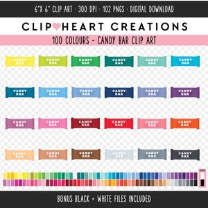 100 Candy Bar Digital Clip Art, Commercial Use Instant Download PNG Candy Bar Digital Clip Art, Rainbow Candy Bar Planner Clipart