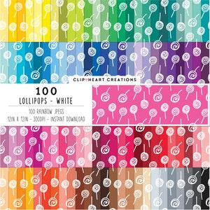 100 Lollipops digitales Papier, kommerzielle Nutzung nahtlose Lollipop süße digitale Papiere, Lollipops Muster Scrapbooking Planner Papiere