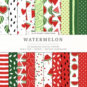 20 Wassermelone Themed Digital Papers, nahtlose kommerzielle Nutzung Instant Download Wassermelone Themed Digital Paper, Obst Digital Papers