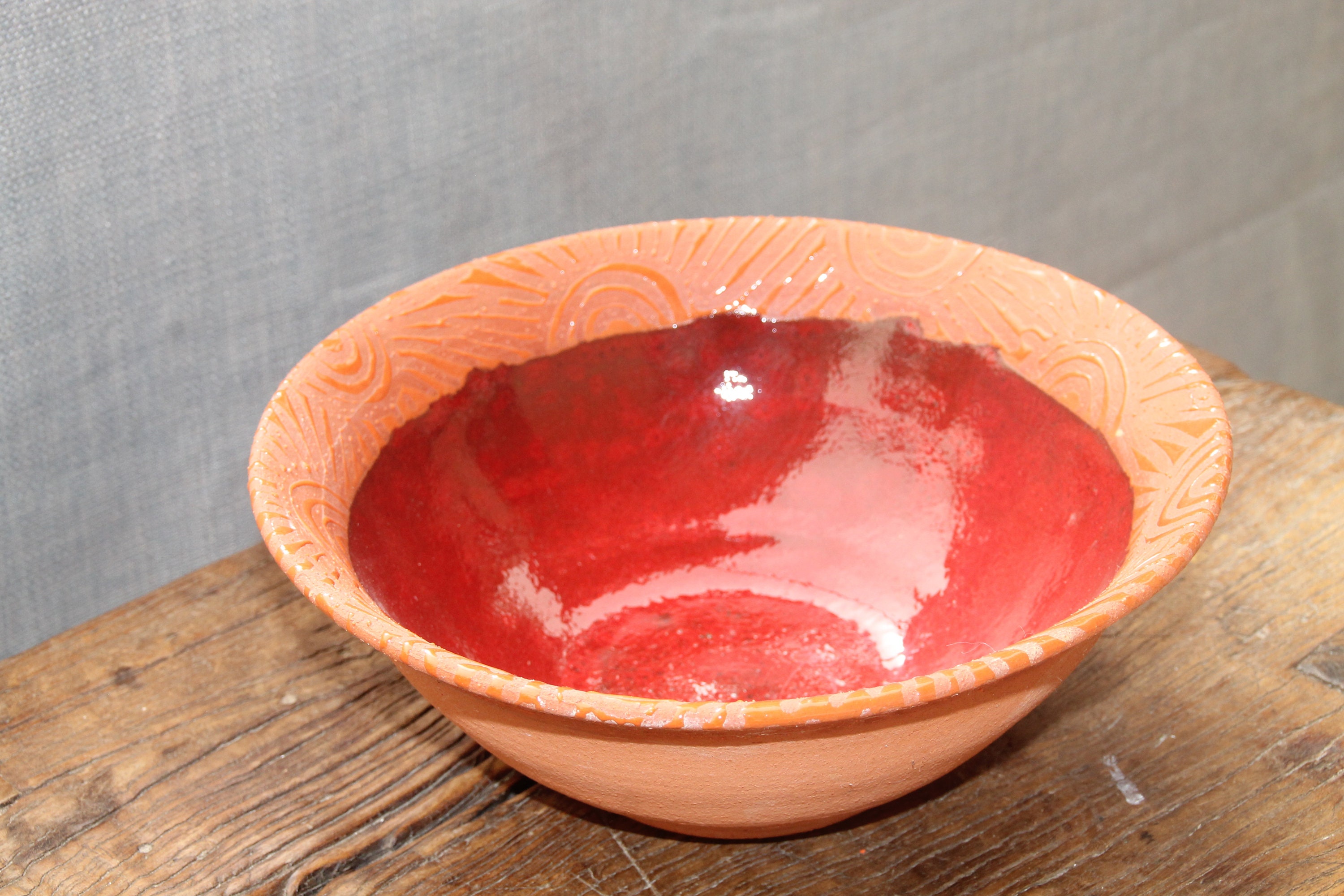 Red Ceramics Bowl Decorative Bowl Centerpiece potteryA Etsy