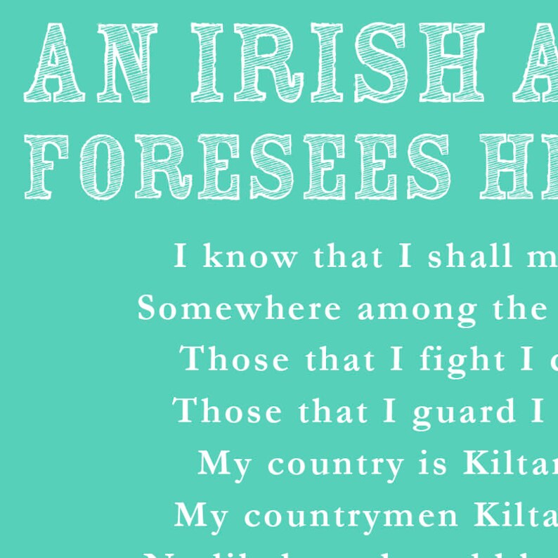 An Irish Airman Foresees His Death by WB Yeats Irish Poetry Etsy