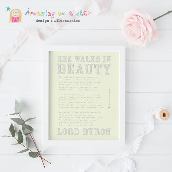 Lord Byron Art Print camina en belleza poema Foto Poster Regalo