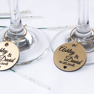 Wedding gold wine charms, Anniversary wine charms, Wine glass charms, Wedding charms, Custom wine charm, Wedding favor, Wedding charms, Gold image 3