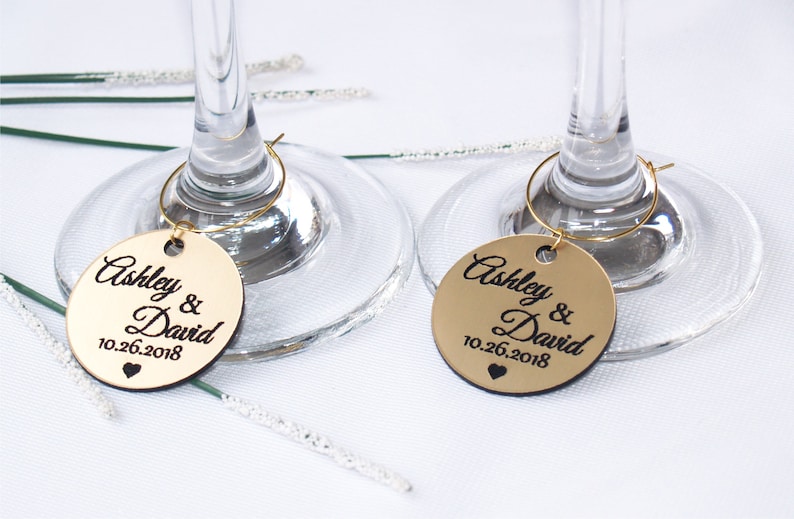 Wedding gold wine charms, Anniversary wine charms, Wine glass charms, Wedding charms, Custom wine charm, Wedding favor, Wedding charms, Gold image 3