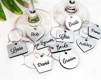 Acrylic Wine Glass Charms, Personalized custom name gift tags, Wedding place cards, Laser engraving, Table name card, Wedding Favors