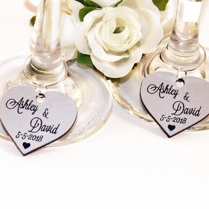 Wedding wine charms, Anniversary wine charms, Wine glass charms, Wedding charms, Custom wine charm, Wedding favor, Wedding charms,  Silver