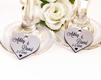 Amuletos de vino de boda, Encantos de vino de aniversario, Amuletos de copa de vino, Amuletos de boda, Encanto de vino personalizado, Favor de boda, Amuletos de boda, Plata