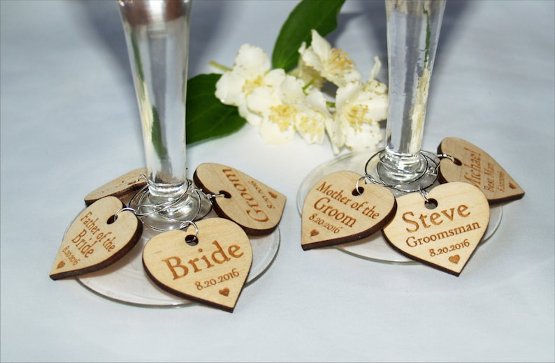Wooden wine charms Wedding charms Wedding favor Wedding charms Wedding wine charms Custom wine charm Wine charms Wine glass charms