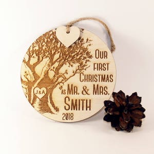 Our first Christmas ornament, Just married ornament, Wedding ornament, Newlywed ornament, Mr and Mrs ornament, Married Christmas ornament