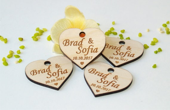10 x Wooden Heart Wedding Tokens 4cm ~ Table decorations or to write on & leave 