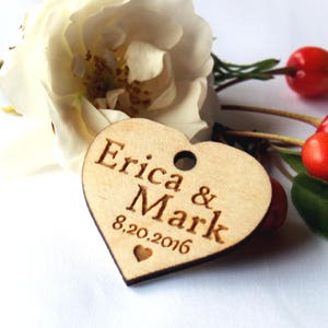 Wedding favor, Wedding tags, Wedding favor tags, Wood tags, Wedding favor rustic, Wooden hearts, Wedding hearts, Wooden tags, Tags favors image 2