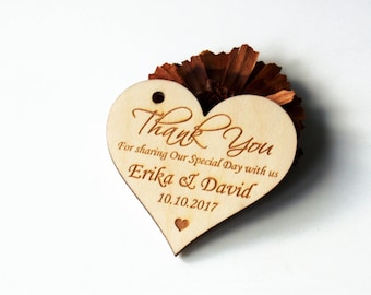 Thank you wedding tags, Wedding favor, Wedding favor tags, Hearts tags, Wedding favor rustic, Wedding tags, Wedding hearts, Wood tags