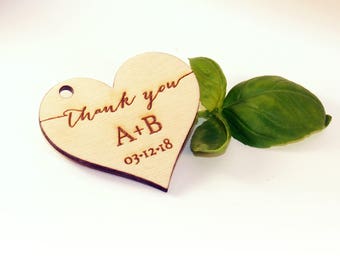 Thank you tags, Wood favor tags, Wedding favors, Rustic tags, Wedding rustic tags, Custom tag, Heart tag, Wedding name tag, Rustic favor